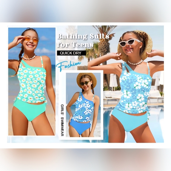 Girls Tankini Swimsuit Floral Print #881 NWOT - Picture 11 of 11